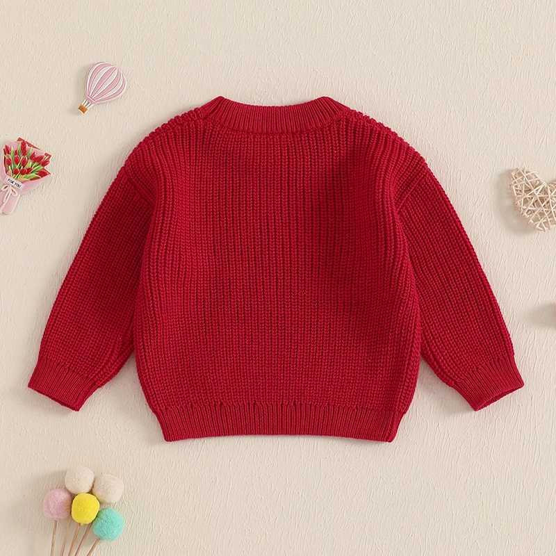 Newborn baby girl sweater fashion love letter embroidery long sleeved flower 2024 autumn and winter childrens clothing jumping top W241205