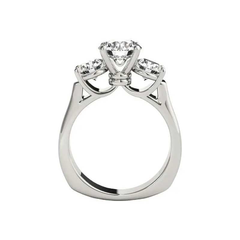 925 sterling silver three stone womens engagement ring 2.2carat D-color moissanite diamond W241205