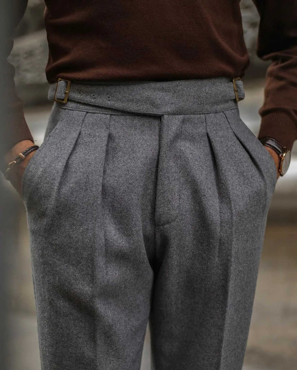 Customized Gray Woolen Mens Tuxedos Slim Fit Notched Lapel Groom Wedding Wear Winter Warm Jacket Pants Suits 2 Pieces