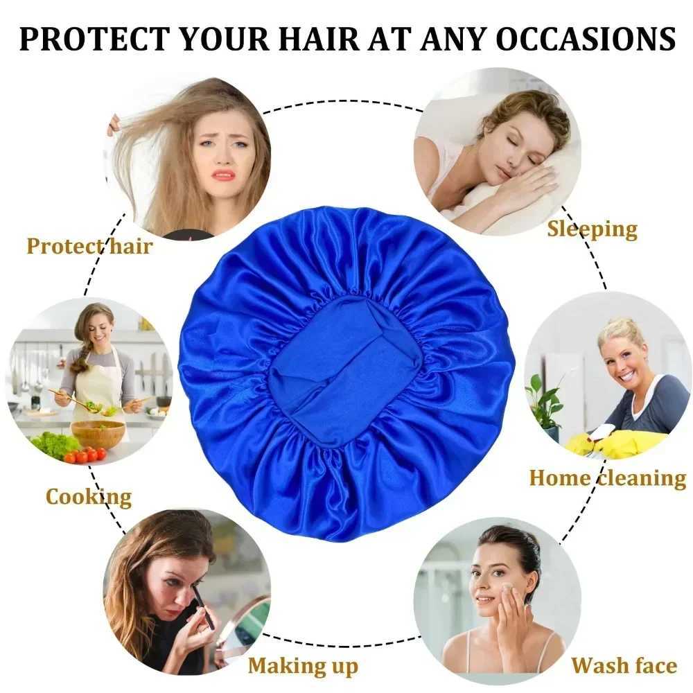 Bonnet Satin Sleeping Hat Hair Night Sleep C Head Cover Shower Cs for Bath and Sauna Bathing Shower Cs Bathroom ProductsXJ241205