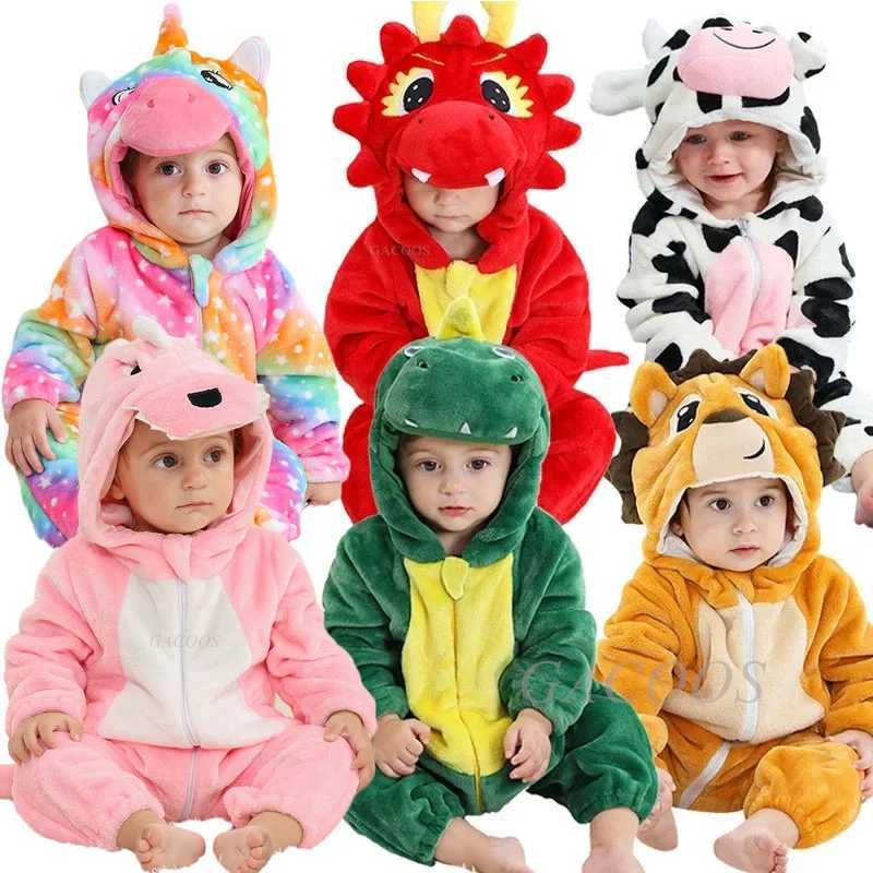 Pajamas Winter Baby Clothes Animal Hooded Kids Pajamas Toddler Infant Halloween Pijamas Boys Girls Homewear Jumpsuit Children Pyjamas H241205