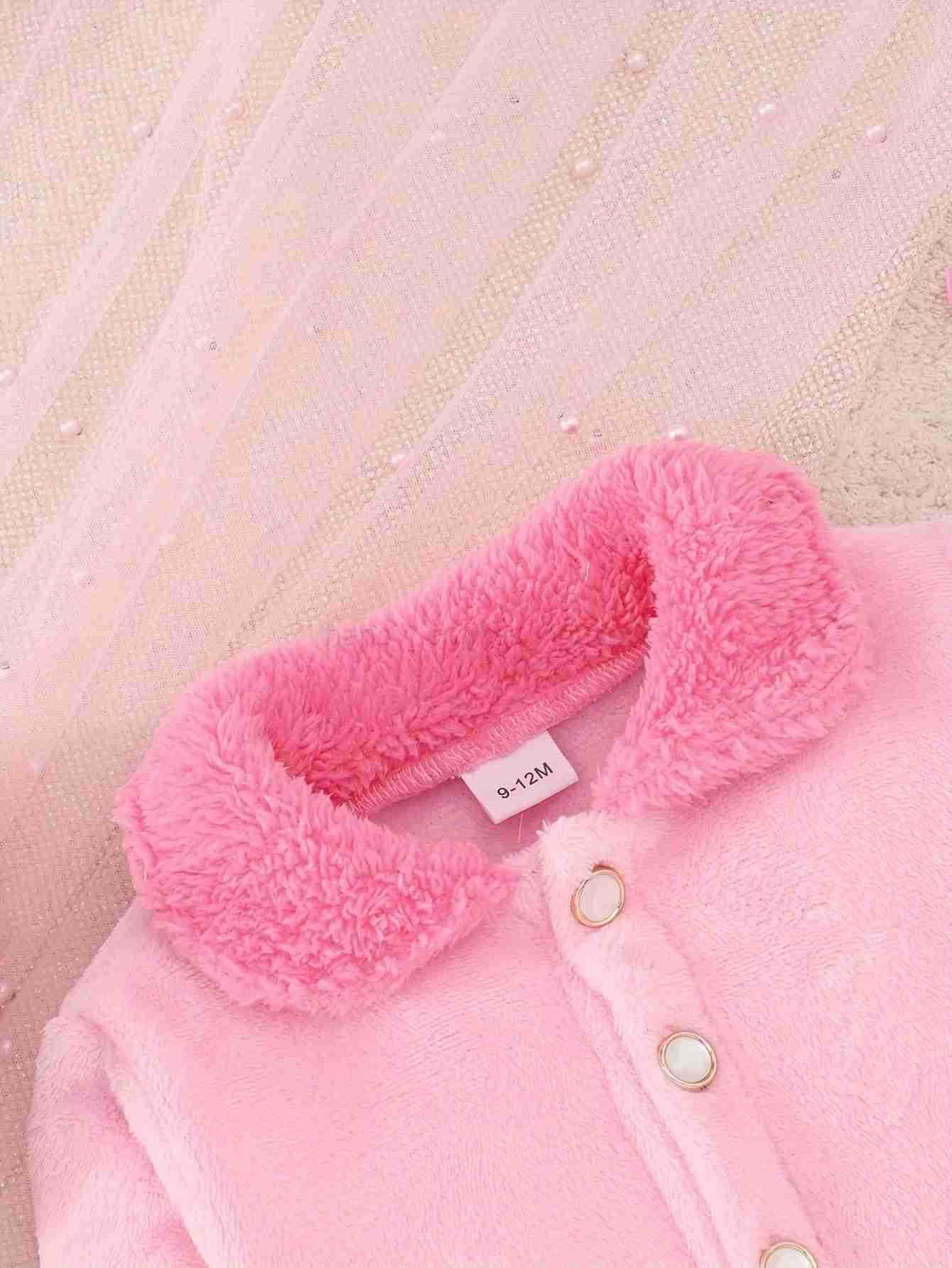 2-Piece Set Autumn And Winter New Cute Baby Girl Fur Suit Spliced Collar Fur Collar Jacket + Plush Skirt Sweet And ComfortableXJ241205