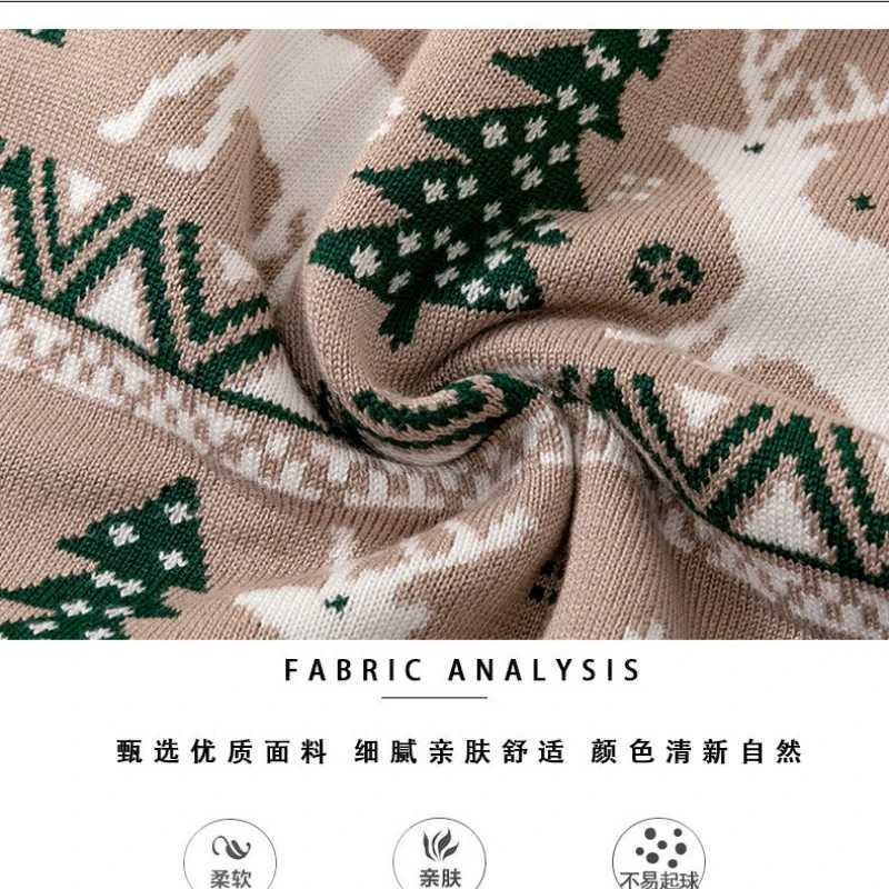 Girl and boy Christmas sweater winter reindeer zipper childrens sweater warm knit zipper baby clothing for children W241205