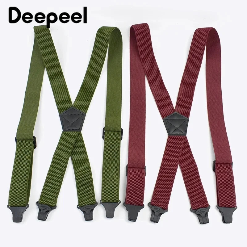 Deepeel 35X120cm Mens Adult 4 Clip Casual Trousers Fashion Xshaped Stripes Plastic Clamp Elastic Suspenders Sewing Accessory 241122