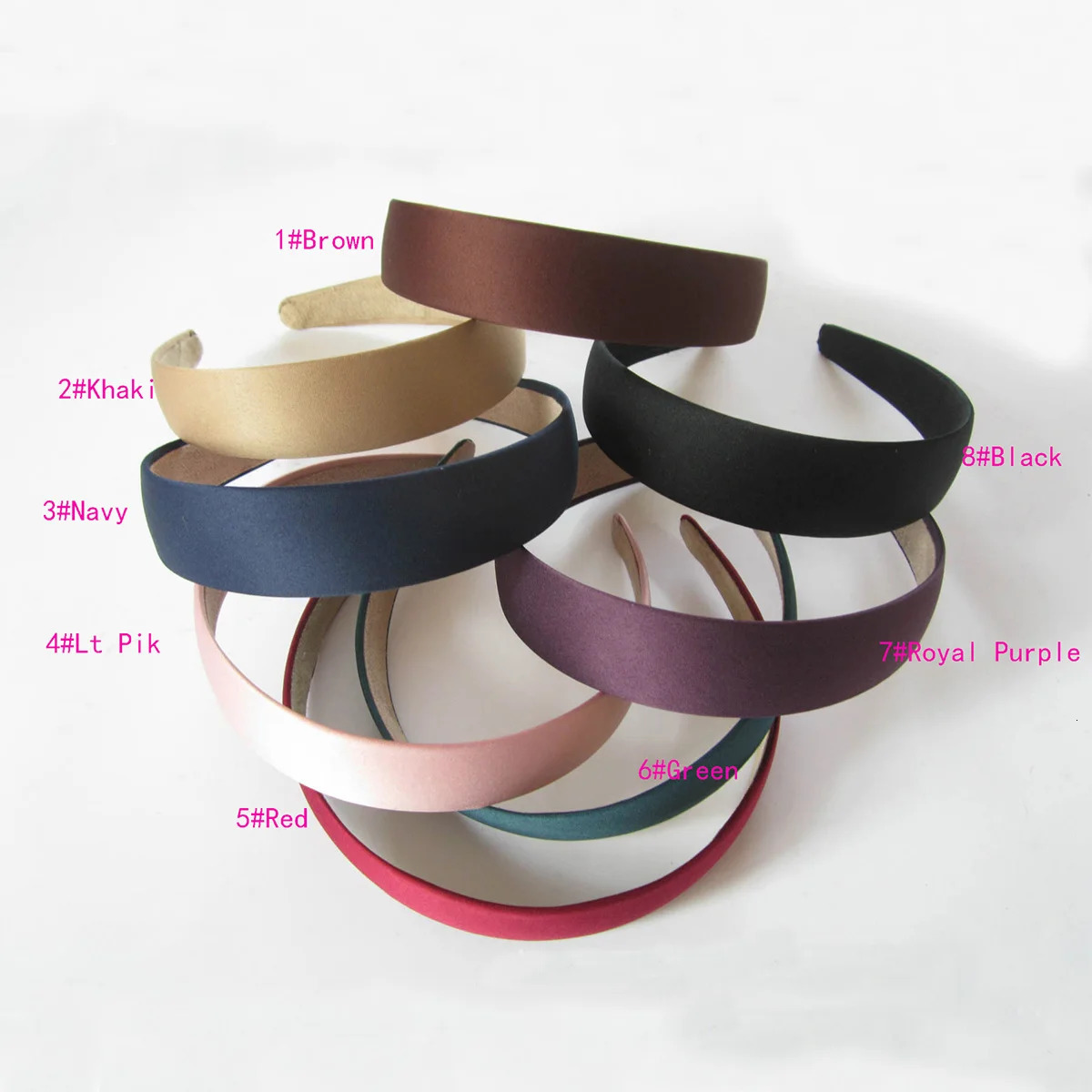 10 pieces of 2.5cm 3.0cm satin fabric covering plain plastic headband base headband for DIY hair accessories 241205