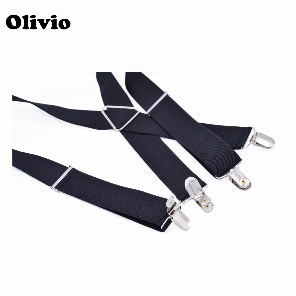 Heavy Duty Big Size Suspenders big Men Adjustable Elastic X Back Pant Suspender for Trousers 55 Inch Clips on white 241122