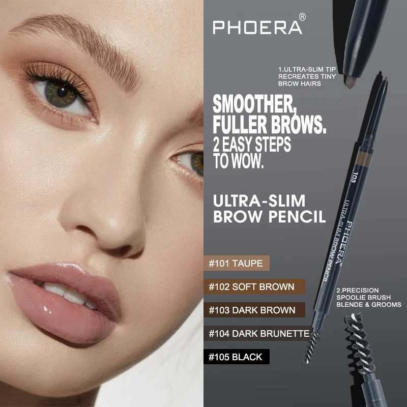 Phoera 5-Color Double Headed Eyebrow Pencil Automatic Rotation Ultra fine Eyebrow Pencil Waterproof Makeup No Eye MakeupW241205