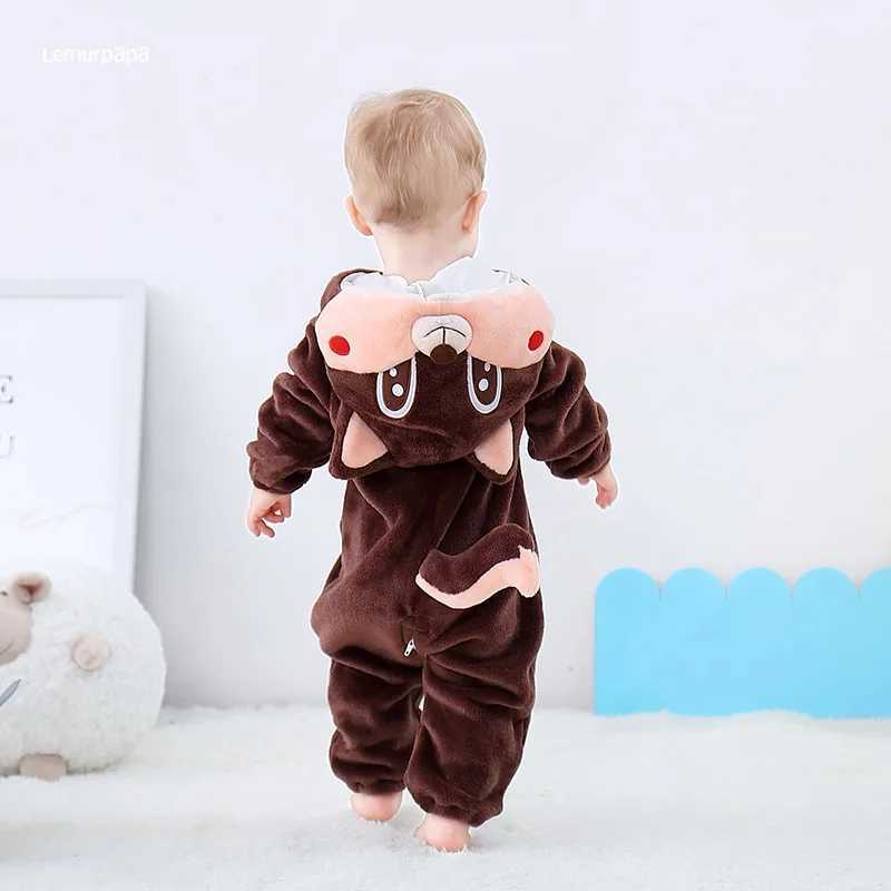 Pajamas Squirrel Romper Baby Boy Girls Pajama Toddlers Winter Outfit Halloween Animal Suit Onesie Festival Party Bebe Clothes Kigurumis H241205