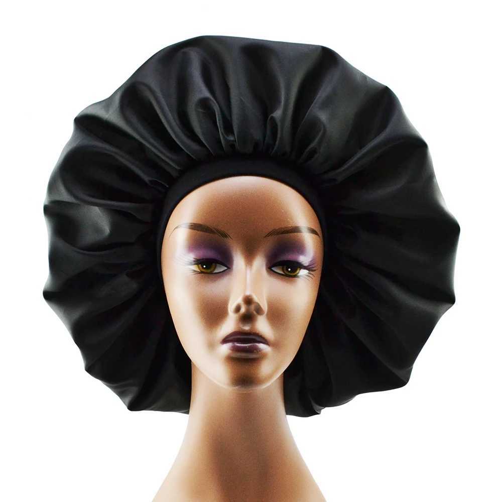 New Fashion Big Size Satin Silk Bonnet Sleep Night C Head Cover Bonnet Hat For Curly Springy HairXJ241205