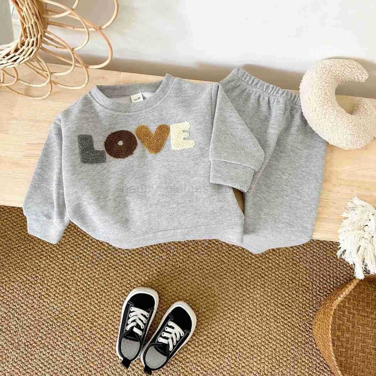 2024 Newborn Baby Boys Clothing Girls Toddler Sweatshirt Letter Long Sleeve+Pants 2PCS Children Set Spring AutumnXJ241205