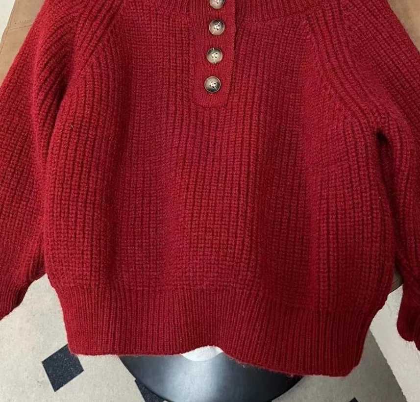 2024 Autumn Winter Sweater New Childrens Red Childrens 0-neck Korean Long sleeved Knitted Solid Color Top W241205
