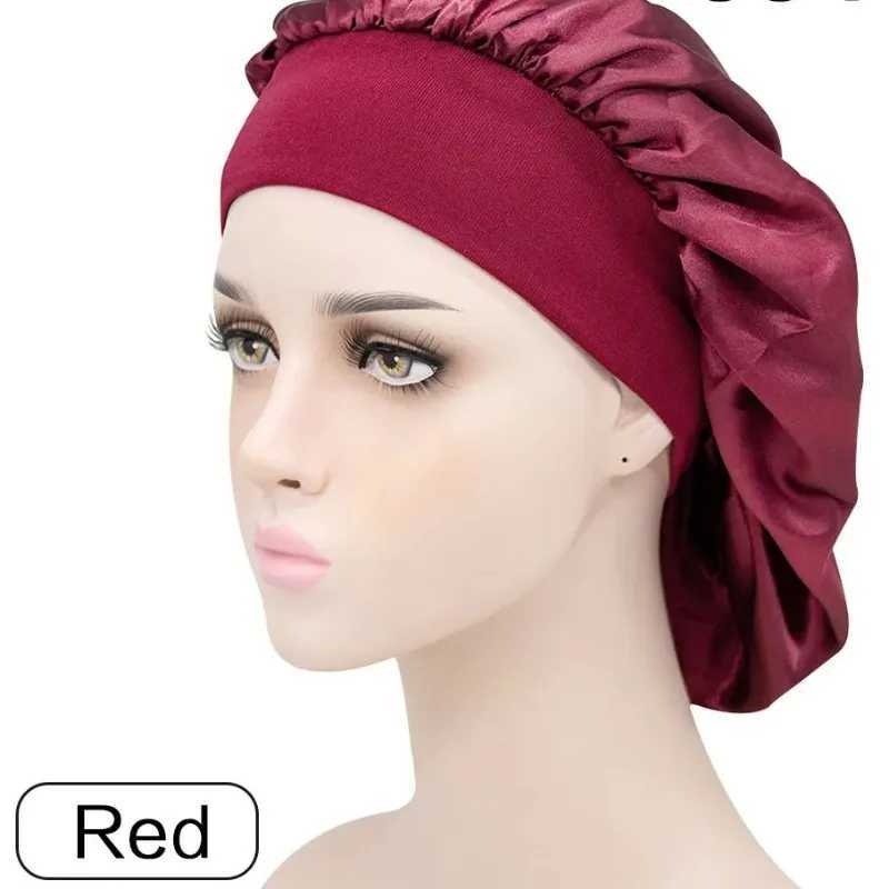 Women Adjustable Solid Color Satin Hat Long Hair Care C Night Sleep C Silk Shower C Hair Styling ToolsXJ241205