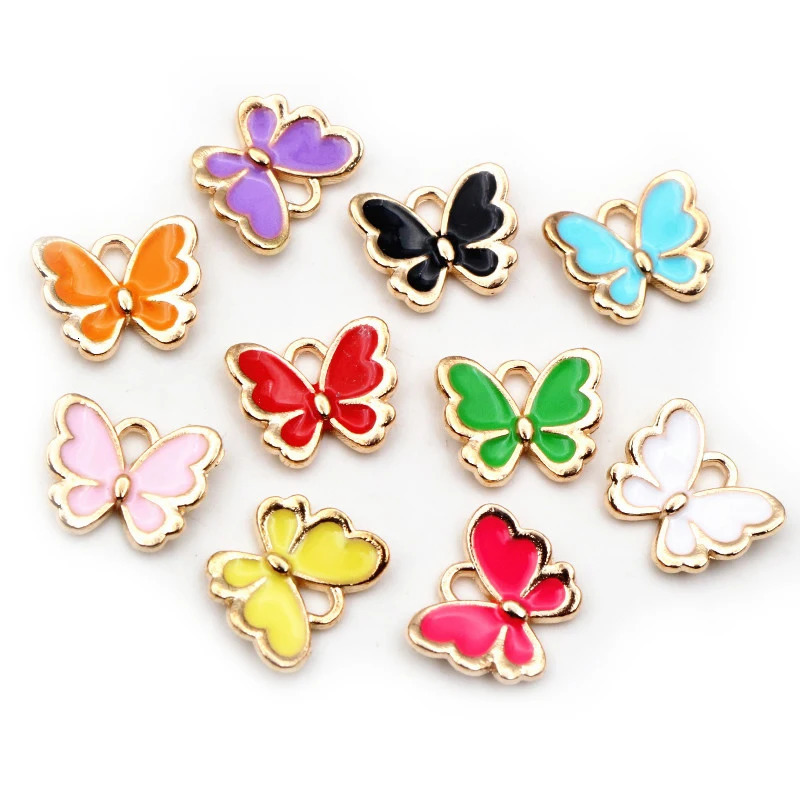 20pcs 10x1m Lovely Butterfly Charms Pendant Enamel Small Alloy DIY Jewelry Making Accessories for Necklace Bracelet 241122