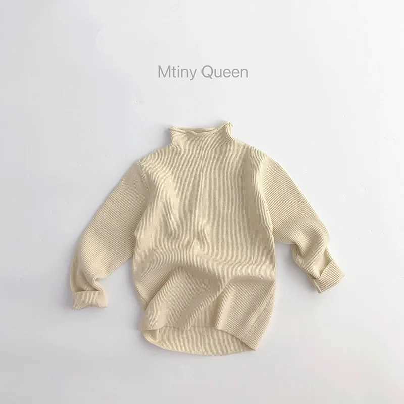 Childrens Sweater Autumn New Baby Girls Solid Knitted Turtle Neck Sweater Fashion Boys Casual Zipper Childrens Bottom Knitted Top W241205