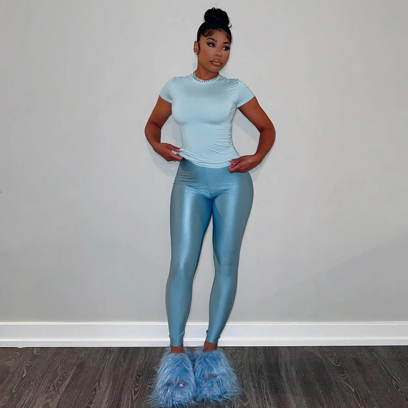 BUILDINGB Women Casual Tracksuit Sport Pants In Matching Two Piece Set Slim Sexy T Shirt Tops Long High Waisted Leggings Pan 241204