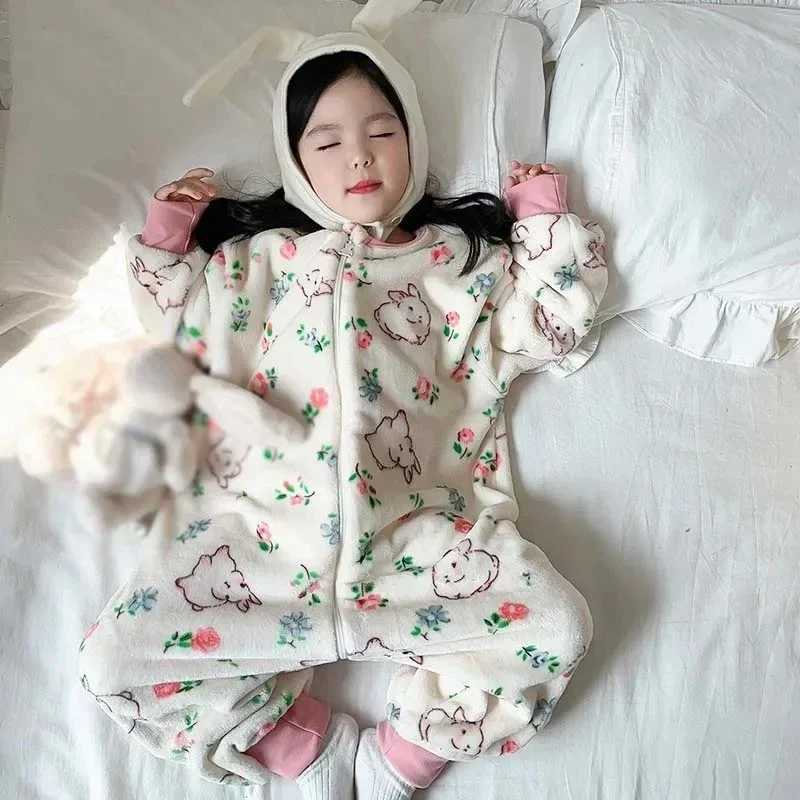 Pajamas Kids Winter Plush Pajamas Children Pandas Bear Sleepwear Keep Warm Kigurumi For Boys Girls Flannel Fleece Sleeping Clothes H241205