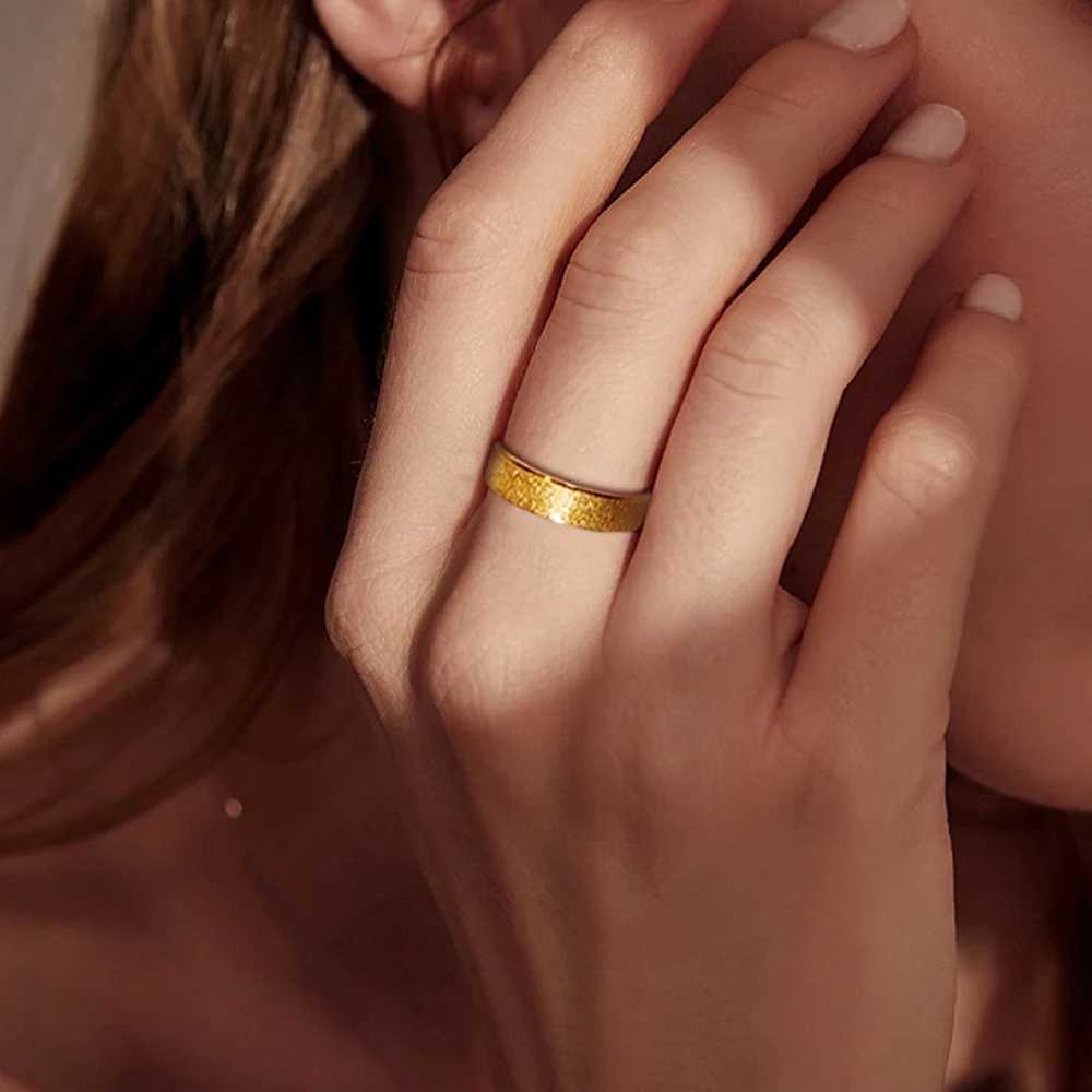 EManco high-quality simple frosted stainless steel womens ring 2/3/5MM wide gold jewelry for girls W241205