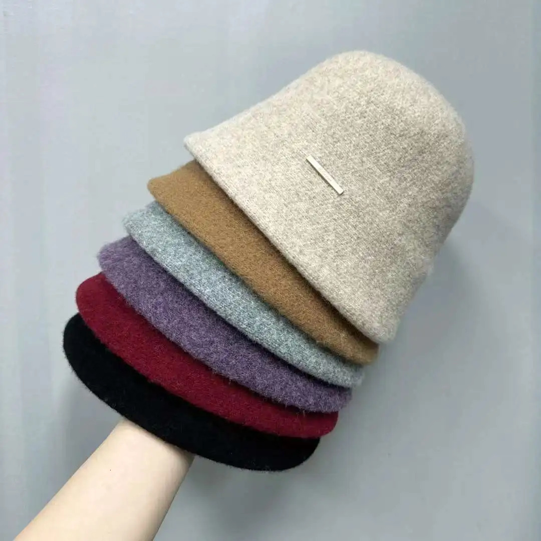 MAXSITI U-shaped winter wool bucket hat womens retro red warm versatile basin hat warm knit purple hat hat 241205