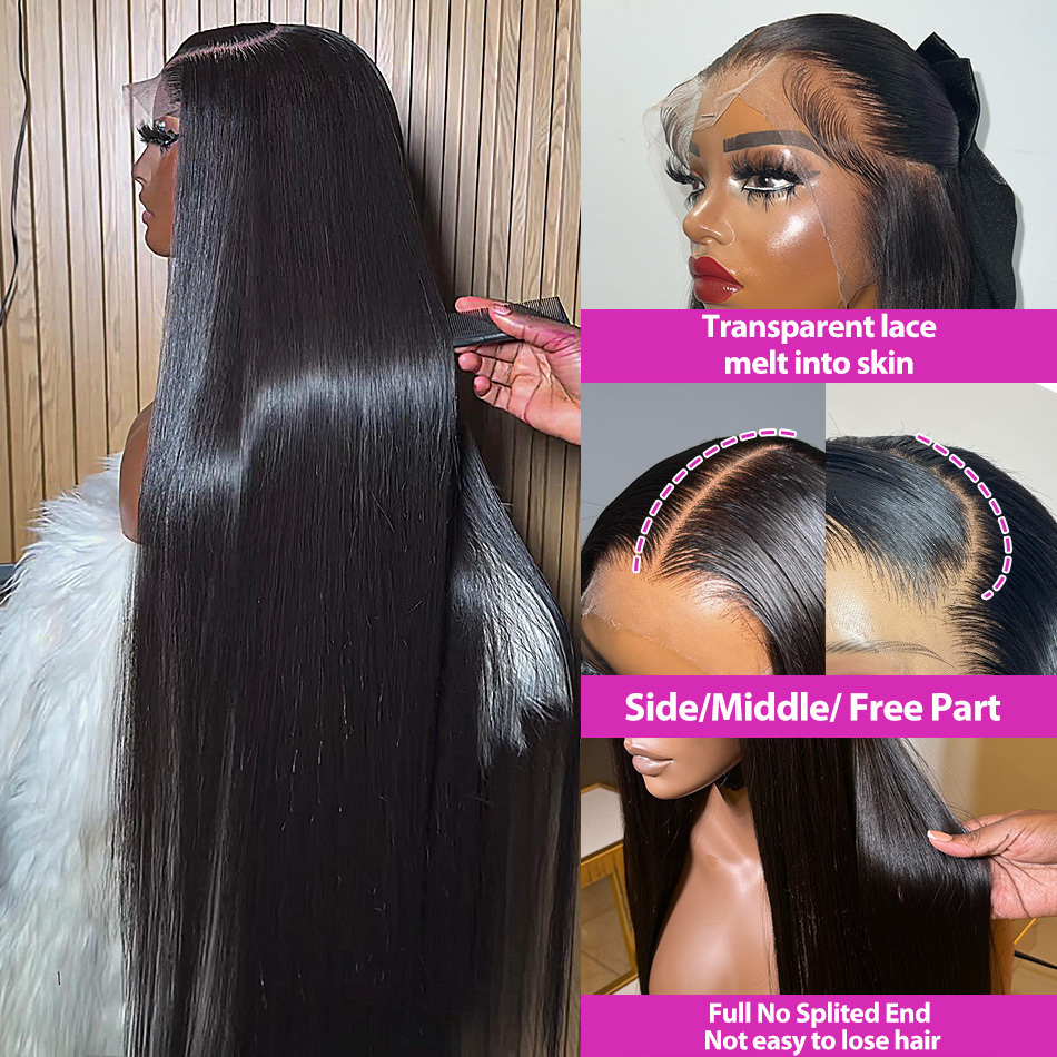 Bone Straight 13X4 Full Front Human Hair 13X6 HD Transparent Lace Frontal Wigs Brazilian 5X5 Glueless Closure Wig For Women