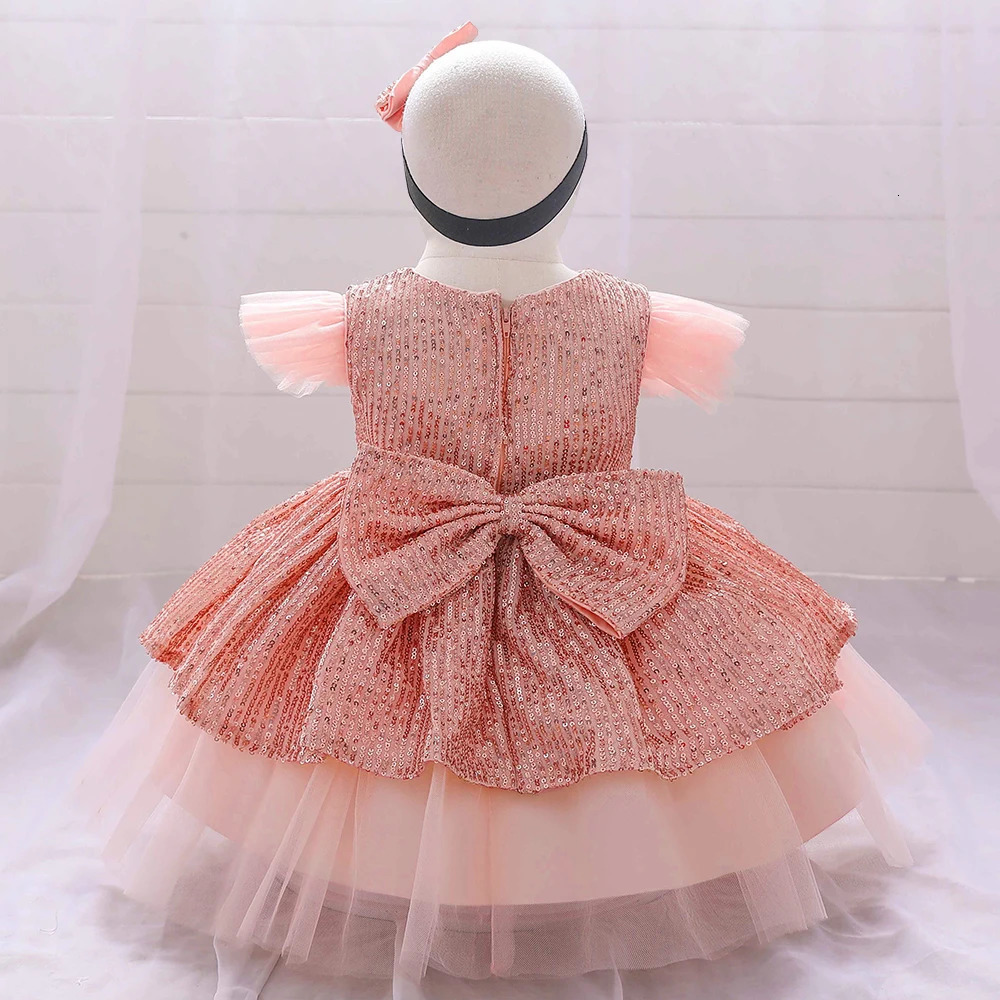 Christmas Sequin Cake Double Baby Girl Dress 1 Year Birthday born Party Wedding Vestidos Kids Christening Toddler Clothes R250424