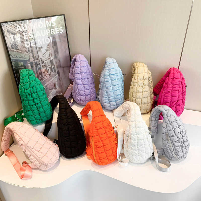 Lightweight Nylon Shoulder Bags New Fashionable Chest Bag Women s Travel Pleated Handbags Crossbody Waist Bag 241205