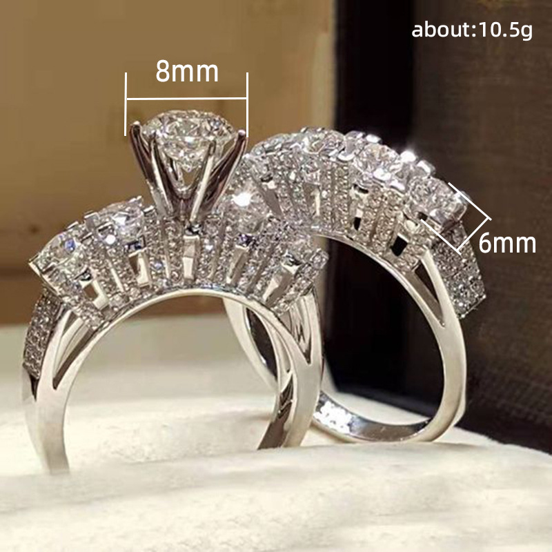 2025 Sparkling Cubic Designer Zirconia Set Rings For Women Engagement Wedding Fashion Jewelry 925 Silver Fill Double Stackable Set Rings Chic Accessor