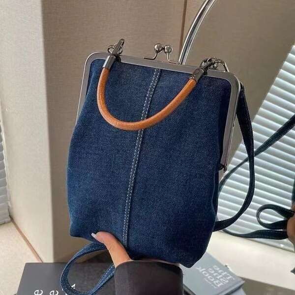 Fashionable casual denim mobile phone crossbody bag, artistic handbag, versatile commuting handmade women's bag