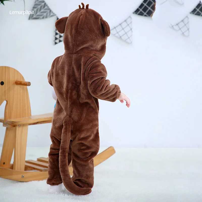 Pajamas Monkey Romper Baby Boy Girls Pajama Toddlers Winter Outfit Halloween Animal Suit Onesie Festival Party Bebe Clothes Kigurumis H241205