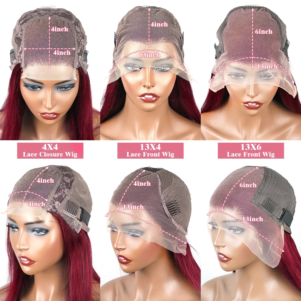 99J Bury 13X6 HD Frontal Colored Straight Red 13X4 Lace Front Human Hair Wigs 250% High Density Wig Sale