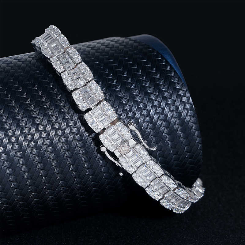 Diamond hair new 925 sterling silver bracelet VVS moissanite 8.5mm mens and womens jewelry accessories hip-hop bracelet