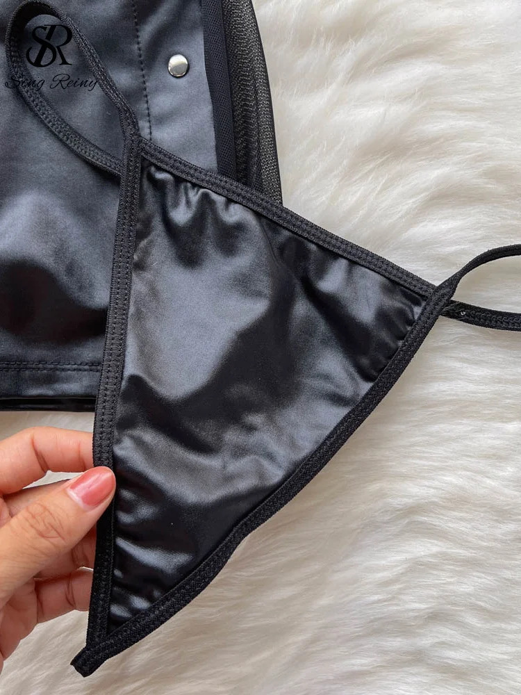 SINGREINY Party Camis Women Sexy Pajamas Dress Hollow Out Backless Bodycon Night Dress Streetwear Club Leather Erotic Nightwear 241205