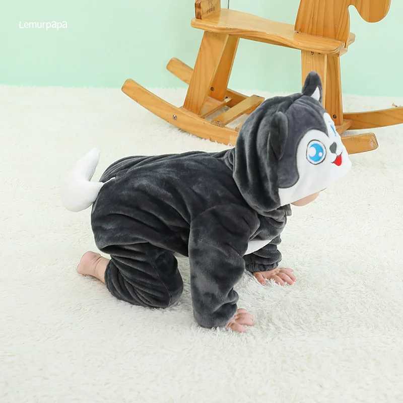 Pajamas Husky Dog Romper Baby Boy Girls Pajama Toddlers Winter Outfit Halloween Animal Suit Onesie Festival Party Bebe Clothes Kigurumis H241205