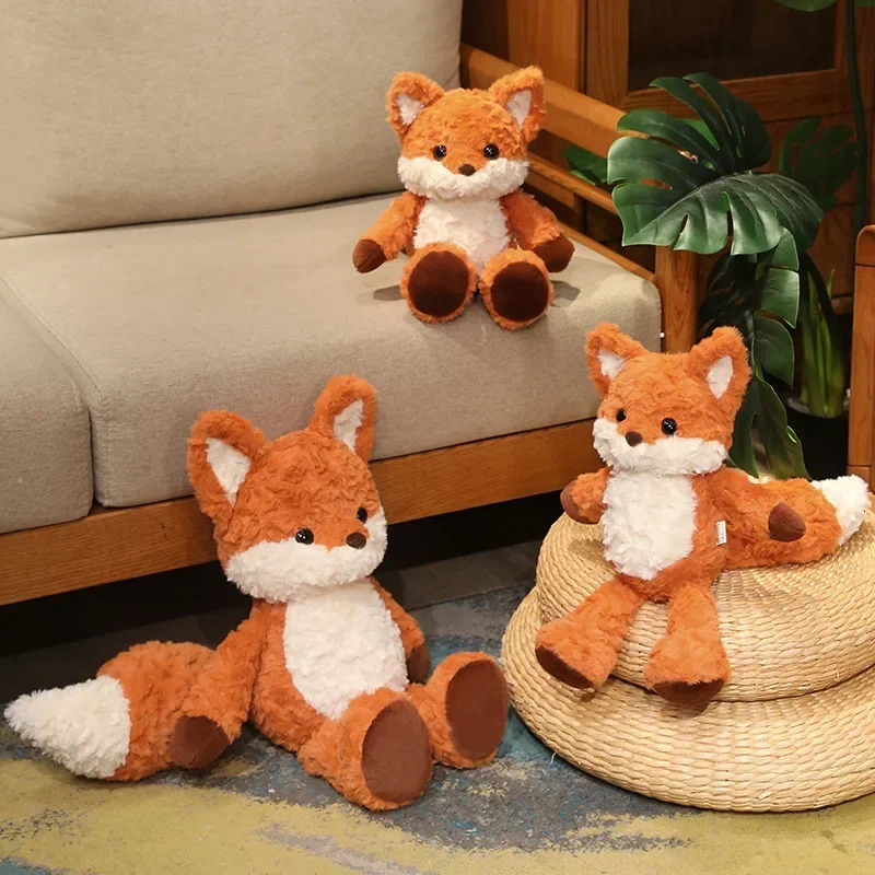 35/50cm Kawaii Fox Plush Toys Cartoon Stuffed Animal Lovely Soft Cuddly Baby Plushie Doll Toy for Girls Gift Decor 241204