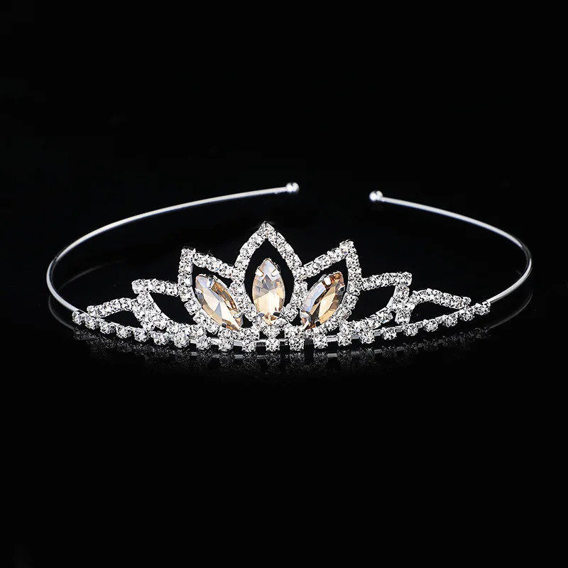 AINAMEISI Crystal Glass Crown Headband Children Girl Princess Headdress Wedding Hair Accessories Party Gifts 241122