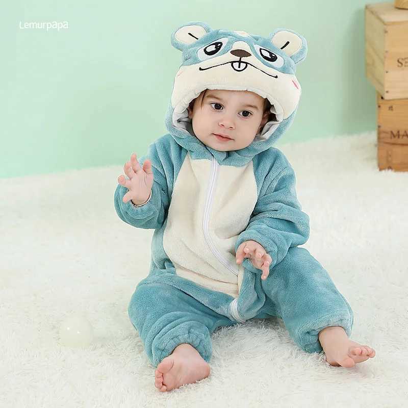 Pajamas Hamster Romper Baby Warm Jumpsuit Boy Girl Winter Outfit Halloween Animal Suit Funny Cute Onesie Festival Pajama Party Clothes H241205