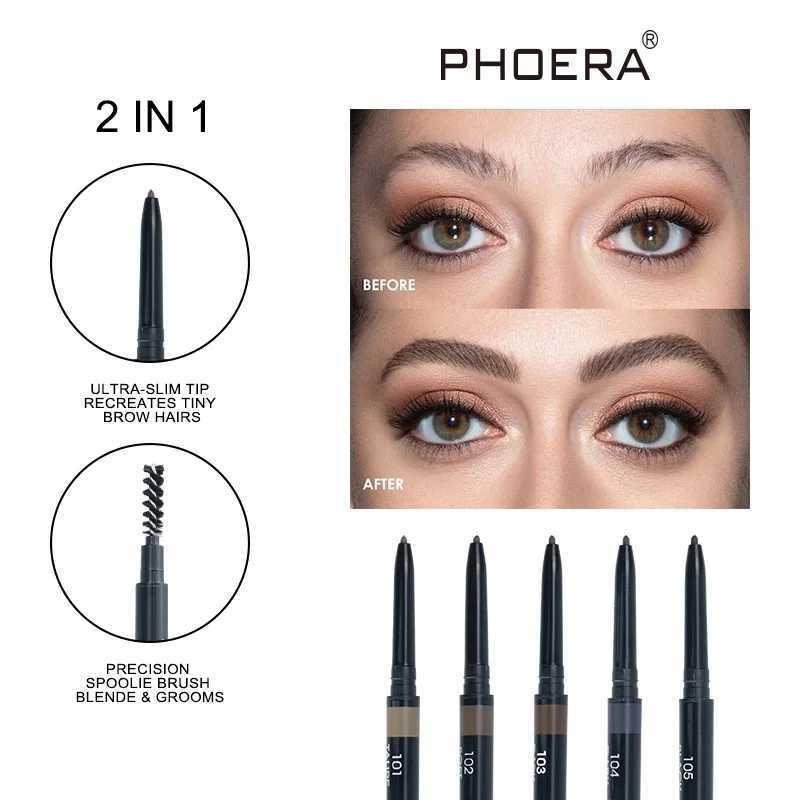 Phoera 5-Color Double Headed Eyebrow Pencil Automatic Rotation Ultra fine Eyebrow Pencil Waterproof Makeup No Eye MakeupW241205