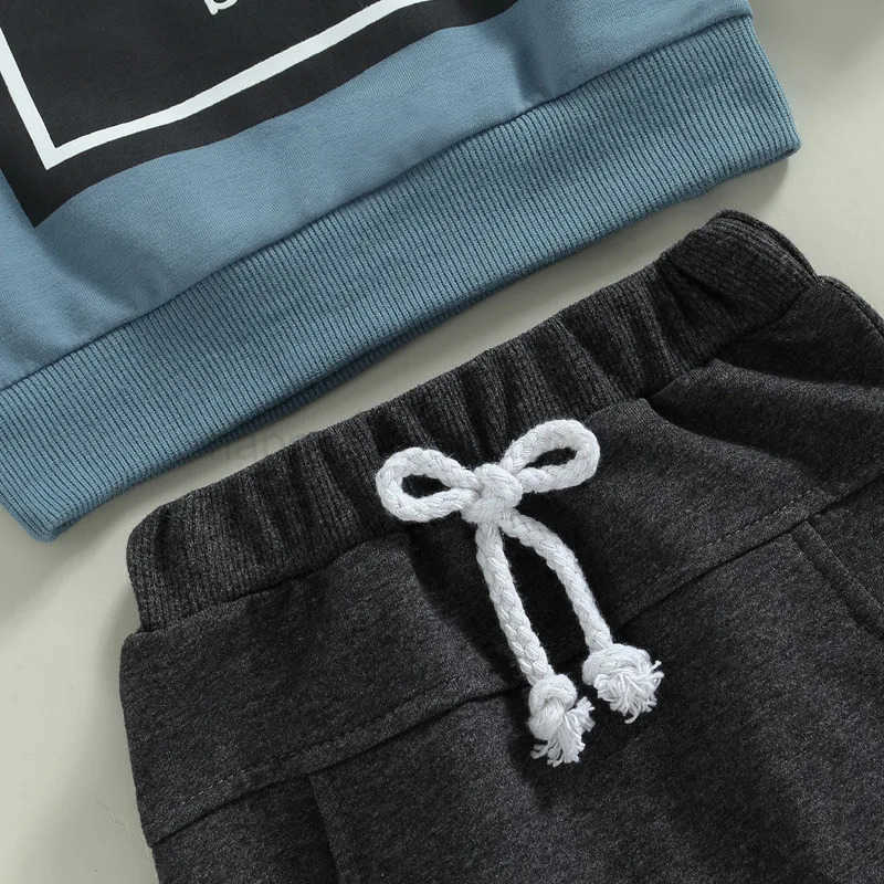 Newborn Baby Boy Pant Sets 2Pcs Outfits Autumn Clothes Long Sleeve Letter Pullover Tops and Pocket Pants Baby Items ClothingXJ241205