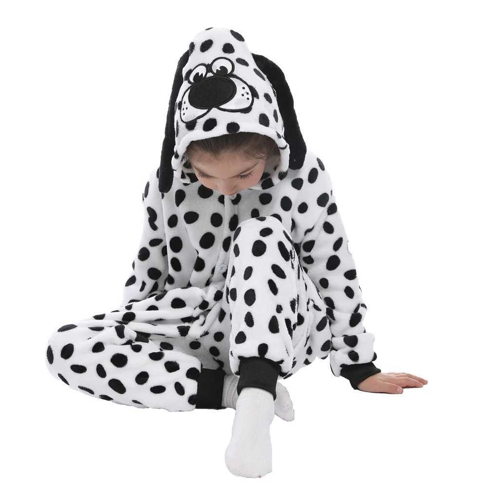 Pajamas 4 6 8 10 12 Years Children Kigurumi Pajamas Cartoon Flannel Panda Dog Jumpsuit Boy Girl Warm Clothes Baby Playsuit Kid Onesie H241205