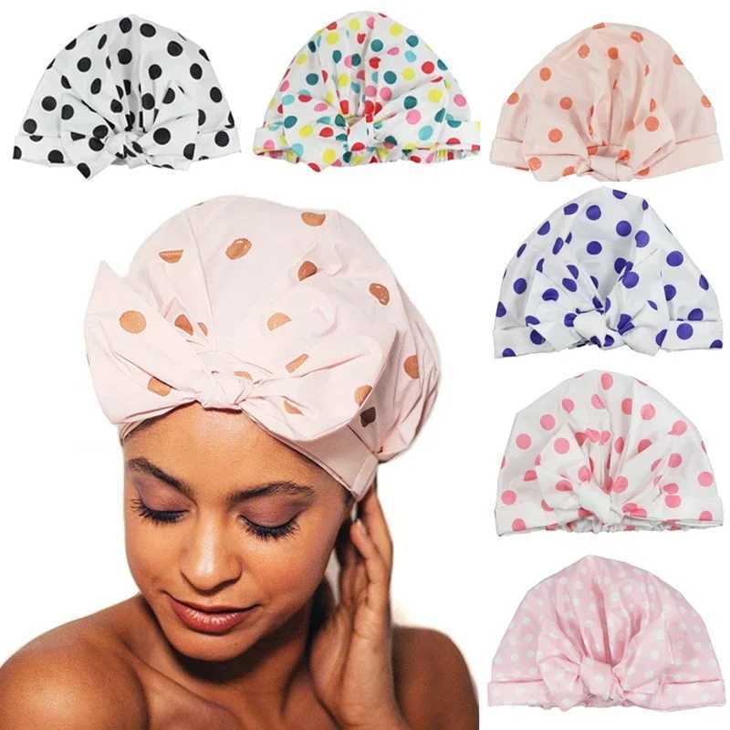 Waterproof Women Shower C Reusable Elastic Band Bath Hair Cover Salon Shower C Hat Bathroom AccoriesXJ241205