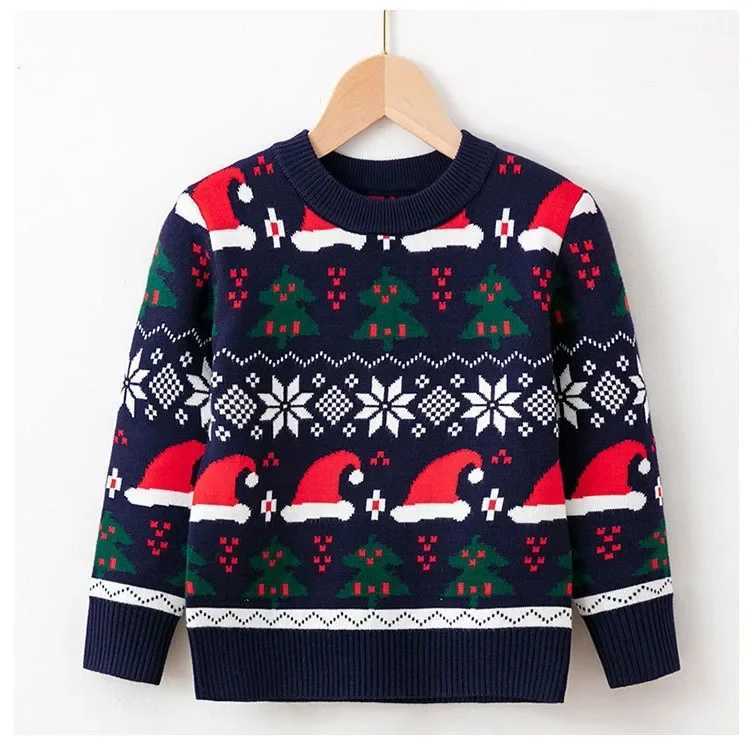 Children Christmas Sweaters Boys Girls Christmas Deer Knitted Jumper 2024 New Children Christmas Sweaters W241205