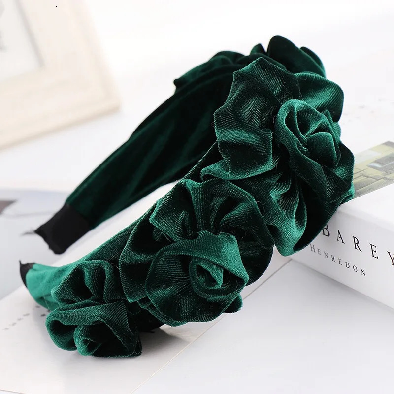 Creative Korean Version Red Fasciator Headband Multi layer Gold Velvet Rose Hair Band Womens Fashion Hair Accessories 241205