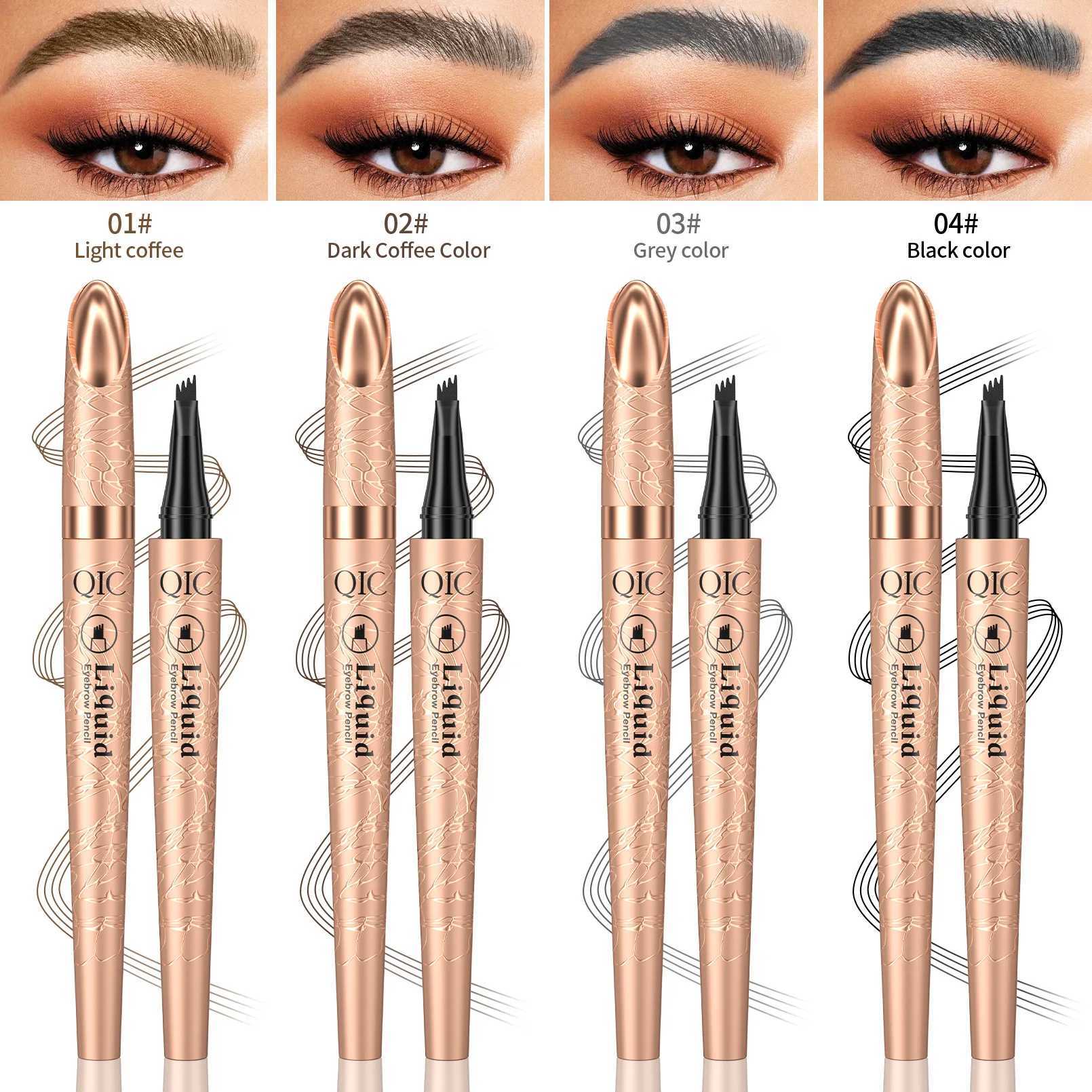 QIC Four Jaw Ultra Fine Liquid Eyebrow Pencil Tattoo Pencil Waterproof and Sweatproof Dark Brown Liquid Eyebrow Pen Makeup and Cosmetics W241205