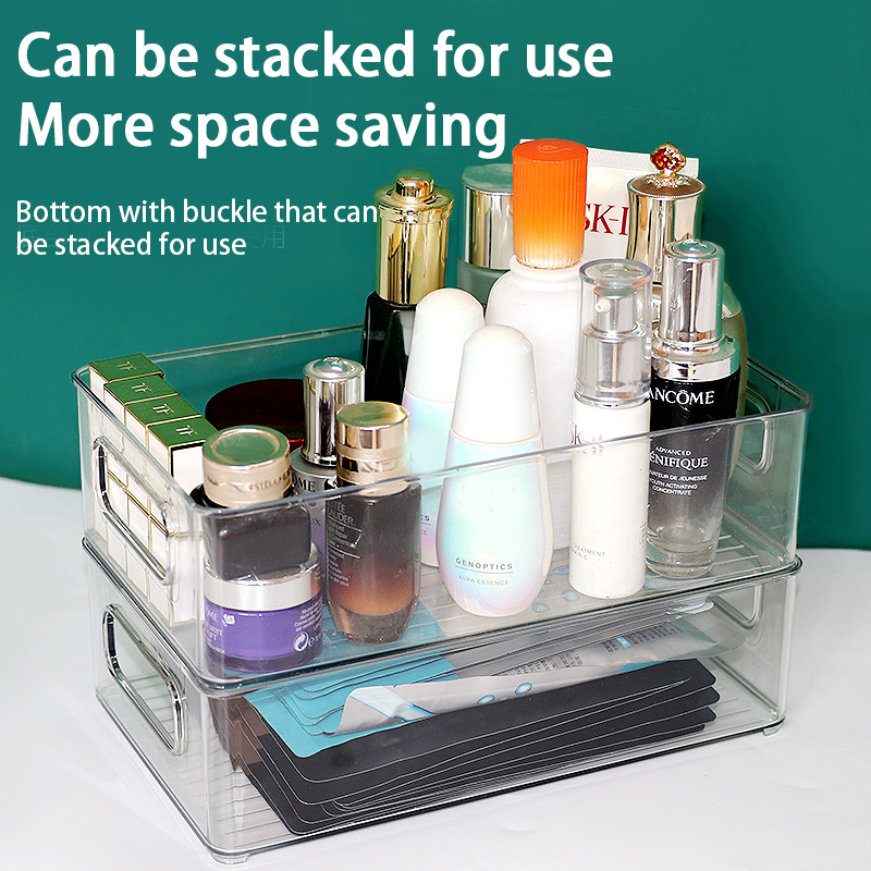 Desktop Storage Box Cosmetic Mask Skincare Organiser Plastic Transparent Household Kitchen Miscellaneous Storage Boxes
