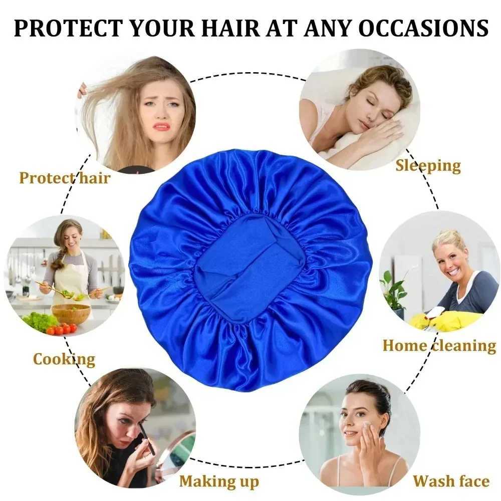 New Unisex Head Wr Elastic Band Bonnet Sleep C with Premium Soft Band Large Satin Silky Bonnets for Women Hair CareXJ241205
