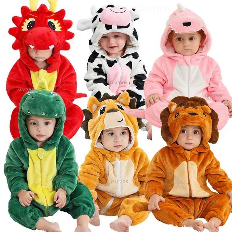 Pajamas Winter Baby Clothes Animal Hooded Kids Pajamas Toddler Infant Halloween Pijamas Boys Girls Homewear Nightgown Children Pyjamas H241205