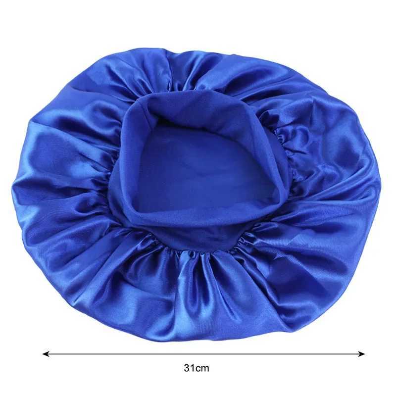 Luxurious Satin Sleep C Soft Wide Brim Nightc Unisex Night Sleeping Bonnet with Wide Elastic Band Bath Hat For All Hair TypeXJ241205