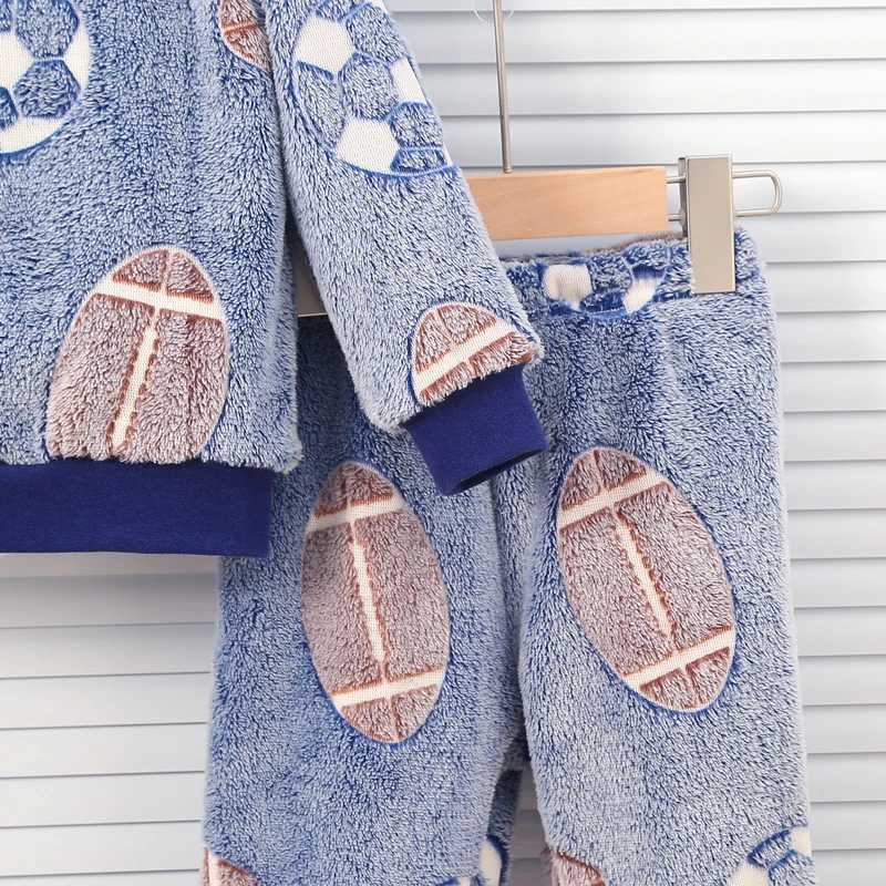 Pajamas Baby Boys Autumn/Winter Plush Night Fluorescent Home Fur Warm Pajama Set Fashionable and Comfortable Child Accessories H241205NO4X