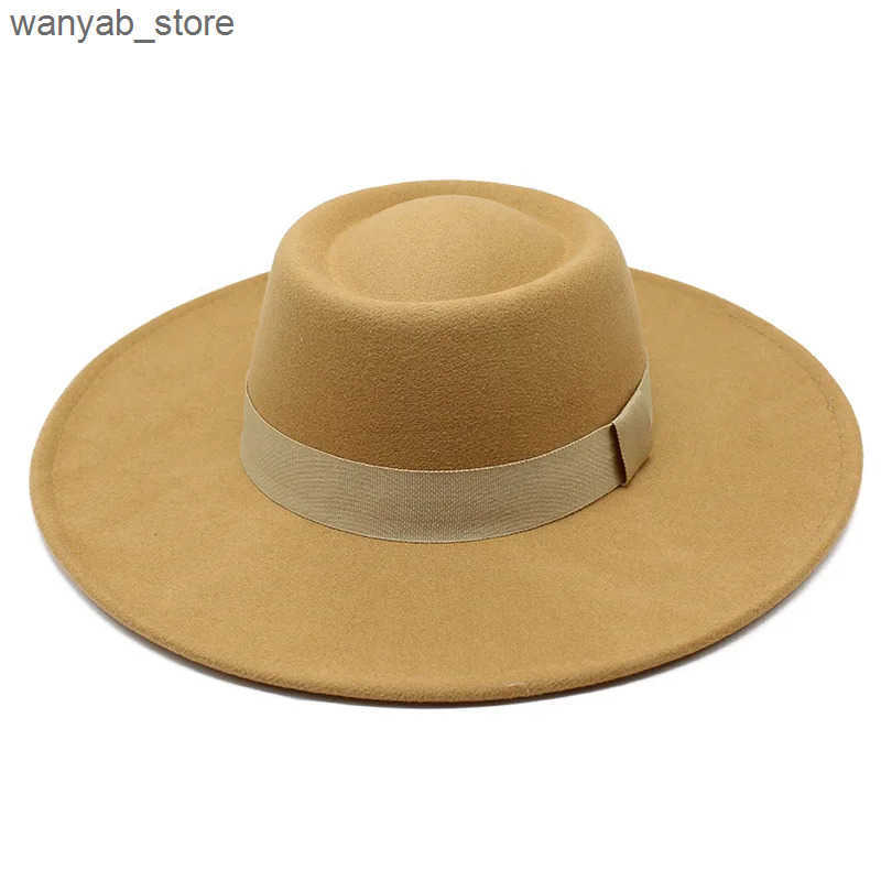 Cloches Fedoras Bowler Black Fashion Autumn Winter felt Panama Church Beach Wedding Picture Warm Fashion Pink L240910