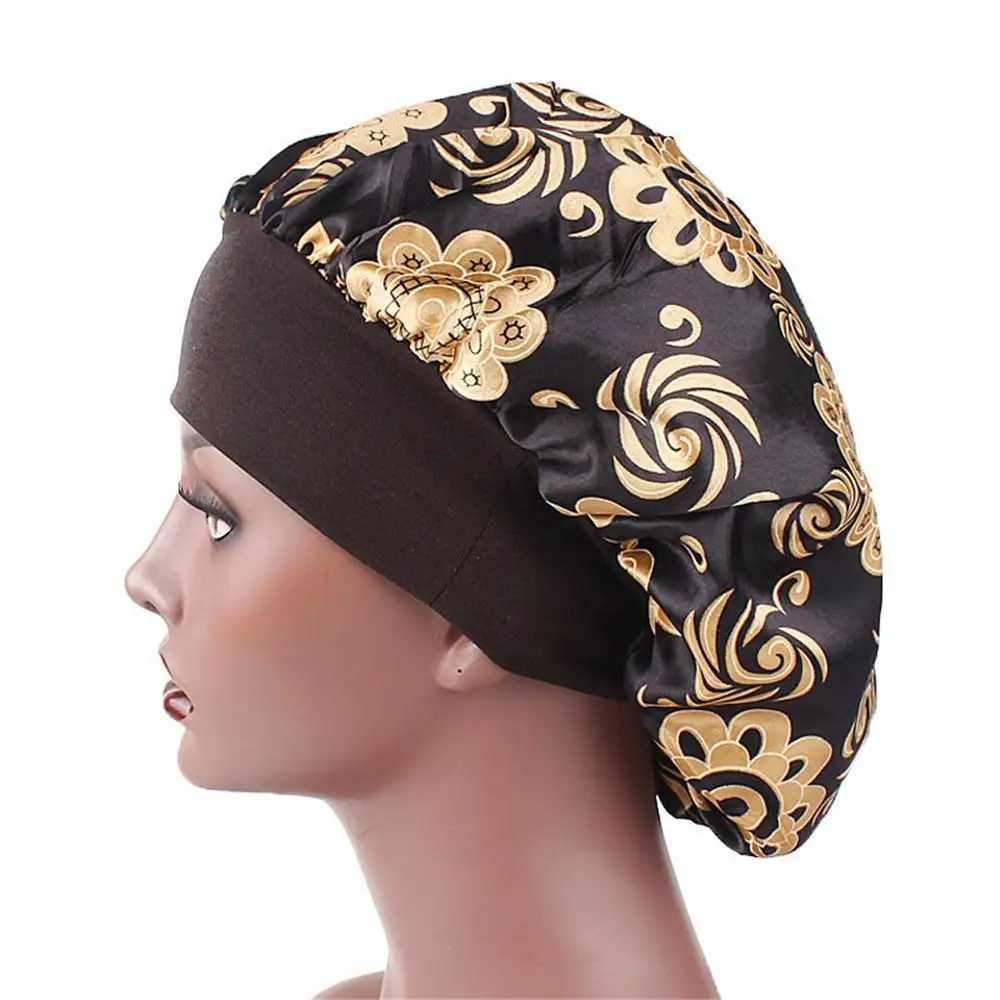 Soft Satin Night Sleep Hat Women Elastic Wide Band Fashion Hair Loss Cover Head Wr Satin Bonnet Hair Beauty Chemo Cs CareXJ241205