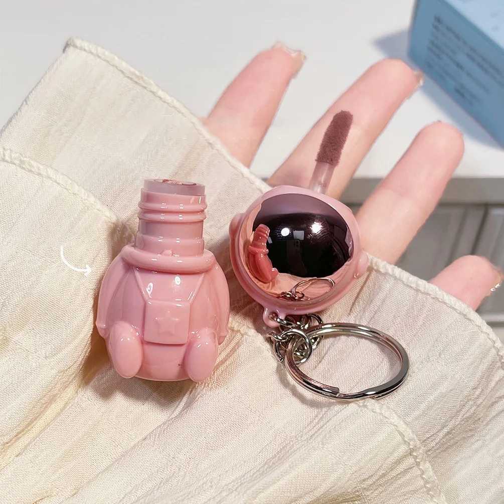 Astronaut Keychain Lip Mud Matte Velvet Lipstick Brown Red Tint Waterproof Long Lasting Non-Stick Cup Lip Gloss Korean CosmeticXJ241205